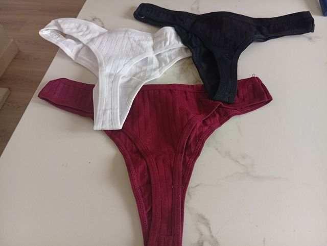 3 tangas S nuevas - rojas, blancas y negras
