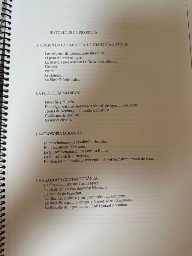 Historia de la Filosofía 2° BACHILLER