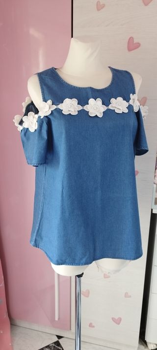 Blusa tejana hombros descubiertos