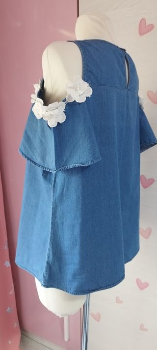 Blusa tejana hombros descubiertos