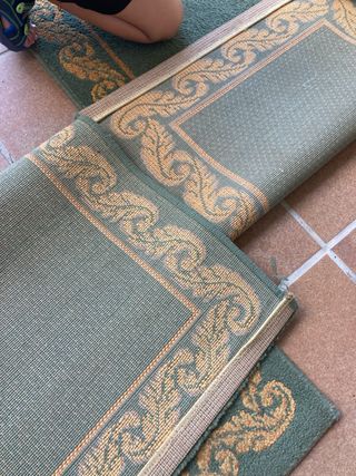 Alfombras dormitorio pack - 3 uds. verde-dorado