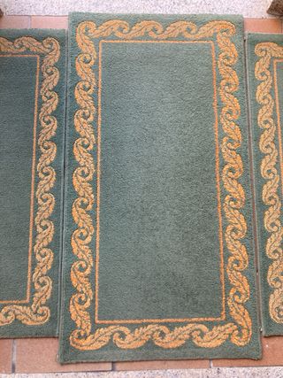 Alfombras dormitorio pack - 3 uds. verde-dorado