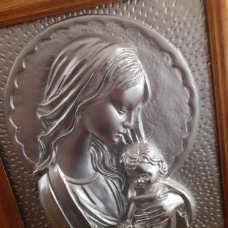 Quadro Madonna col Bambino argento