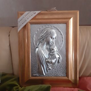 Quadro Madonna col Bambino argento