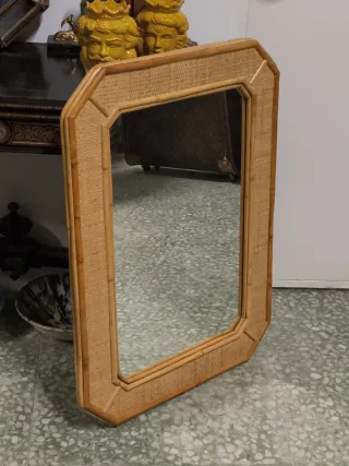 Espejo vintage mimbre