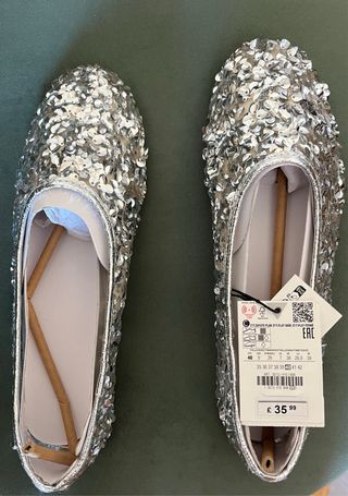 Bailarinas Zara plateadas, talla 40, CON ETIQUETA.
