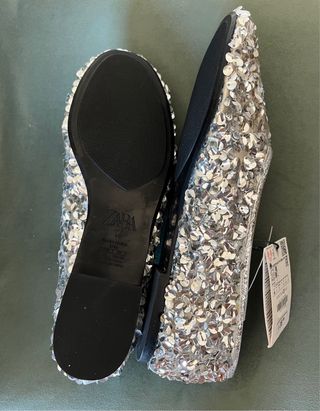 Bailarinas Zara plateadas, talla 40, CON ETIQUETA.