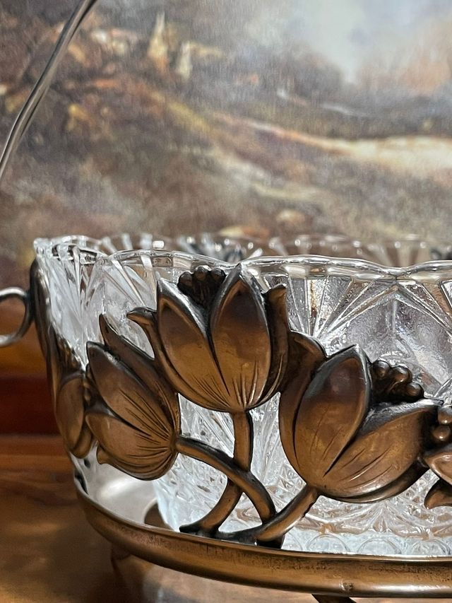 Ciotola in cristallo inciso e argento, Art Nouveau