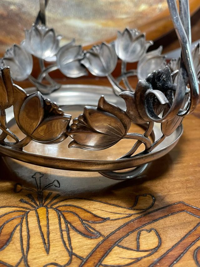 Ciotola in cristallo inciso e argento, Art Nouveau