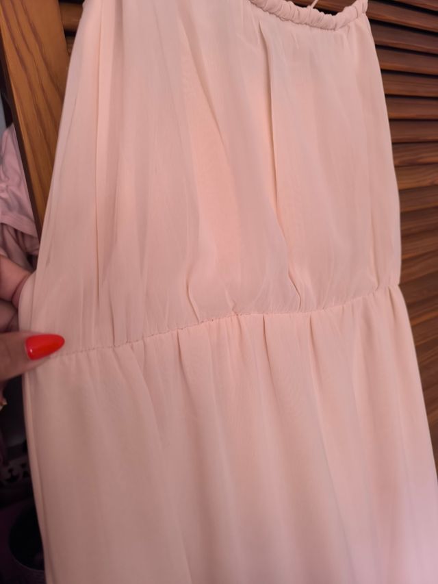 Vestido largo beige palabra de honor