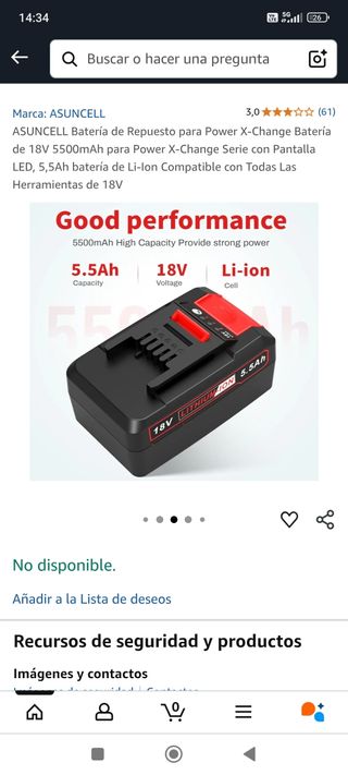 2 Baterías Asuncell 18V.