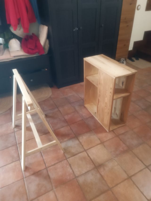 Mesa cristal + caballetes Ikea