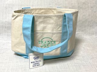 Mini Pastel Canvas Tote Bag celeste - Trader Joe's