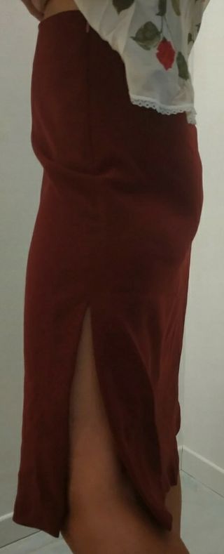 Gonna midi bordeaux spacco