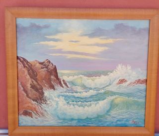 Cuadro pintura al óleo, mar