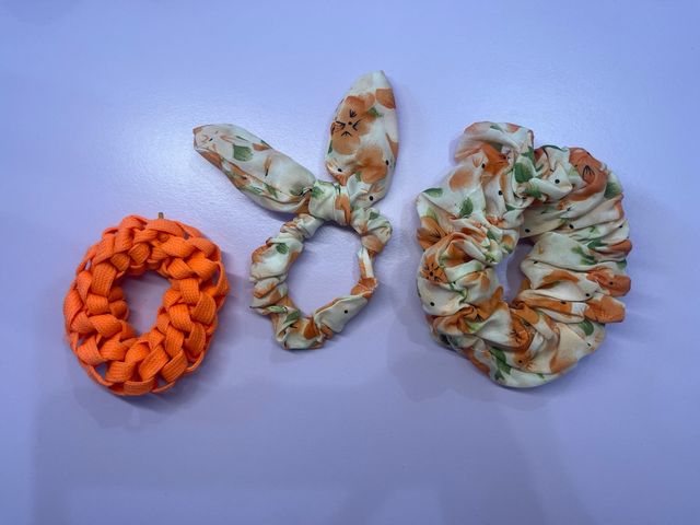 3 Scrunchies Floreali Arancioni