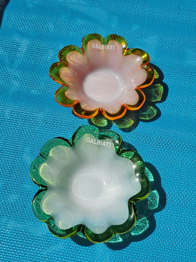 Vassoi Galbiati vintage coppia in vetro italiano