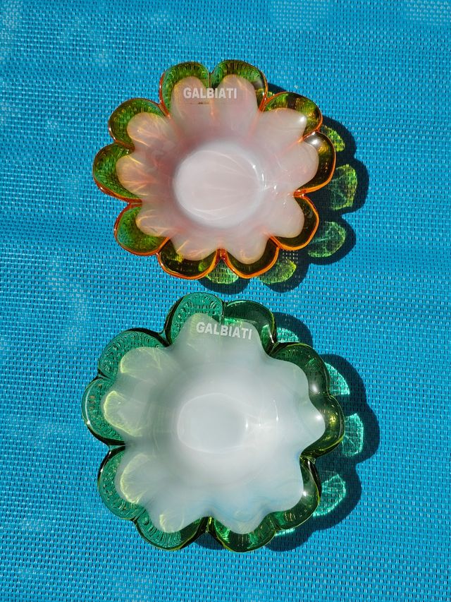 Vassoi Galbiati vintage coppia in vetro italiano