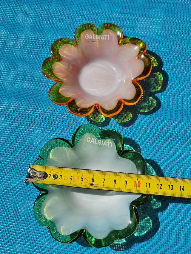 Vassoi Galbiati vintage coppia in vetro italiano