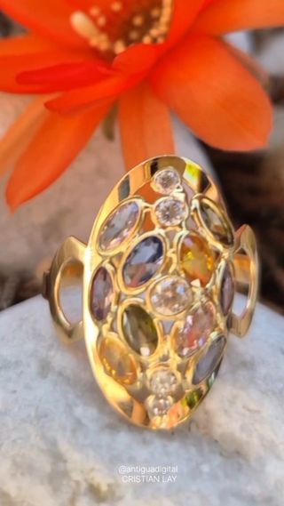 Anillo Oro 18k | Piedras Colores
