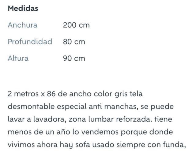 Sofá 3 plazas viscoelástico gris tela mascotas