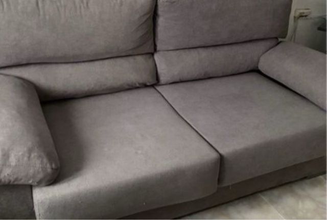 Sofá 3 plazas viscoelástico gris tela mascotas