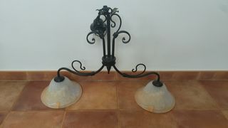 Lampara 2 luces - Metal y cristal