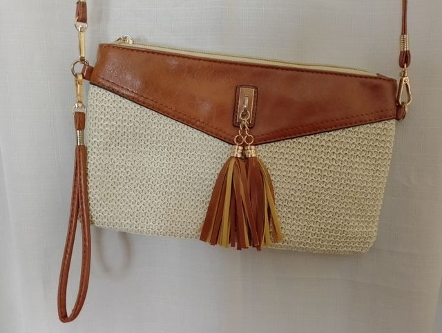 Bolso bandolera beige y marrón