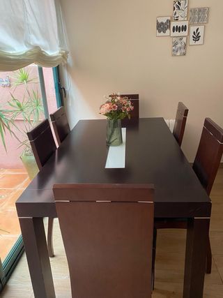 Mesa y 6 sillas comedor madera