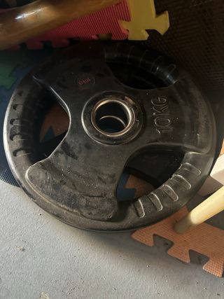 Barra olimpica, barra Z, discos de 2,5 5 y 10kg