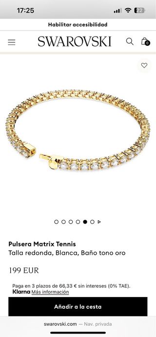 Pulsera Swarovski tono baño oro blanco