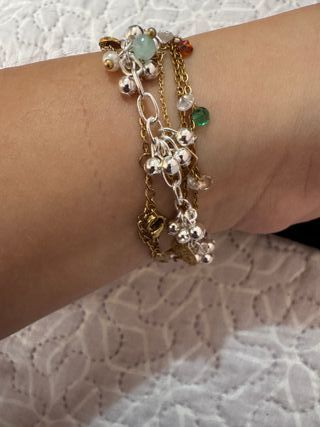 Pulsera plateada cerezas brillantes plata de ley 9