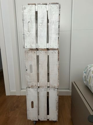 Estantería 3 cestas madera blanca