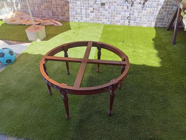 Mesa redonda mármol-madera