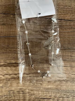Collar plata Subdued perlas y estrellas