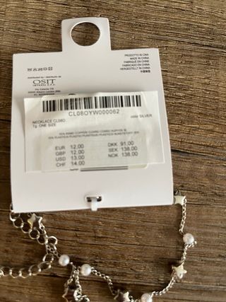 Collar plata Subdued perlas y estrellas