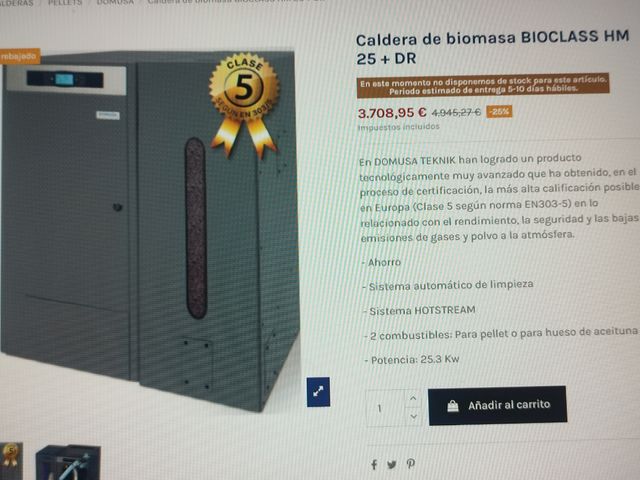 Caldera Pellets Domusa y depósito. Todo incluído