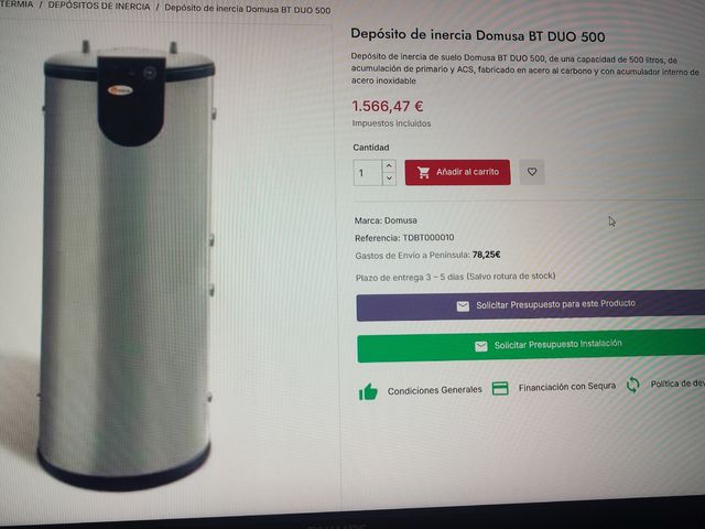 Caldera Pellets Domusa y depósito. Todo incluído