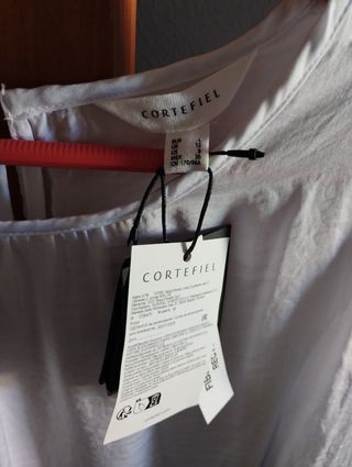 Blusa Cortefiel blanca manga 3/4