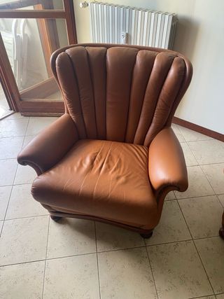 Set salotto vintage in vera pelle