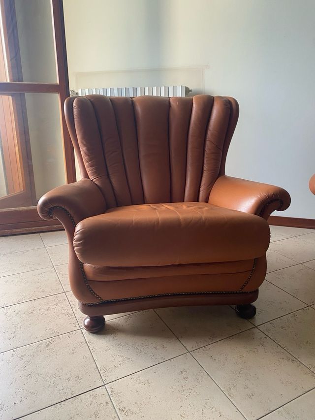 Set salotto vintage in vera pelle