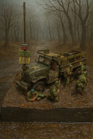DIORAMA MILITAR MAQUETA- BOSQUE DE HüRTGEN 1944