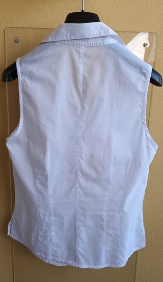 Camicia bianca estiva donna smanicata 100% cotone