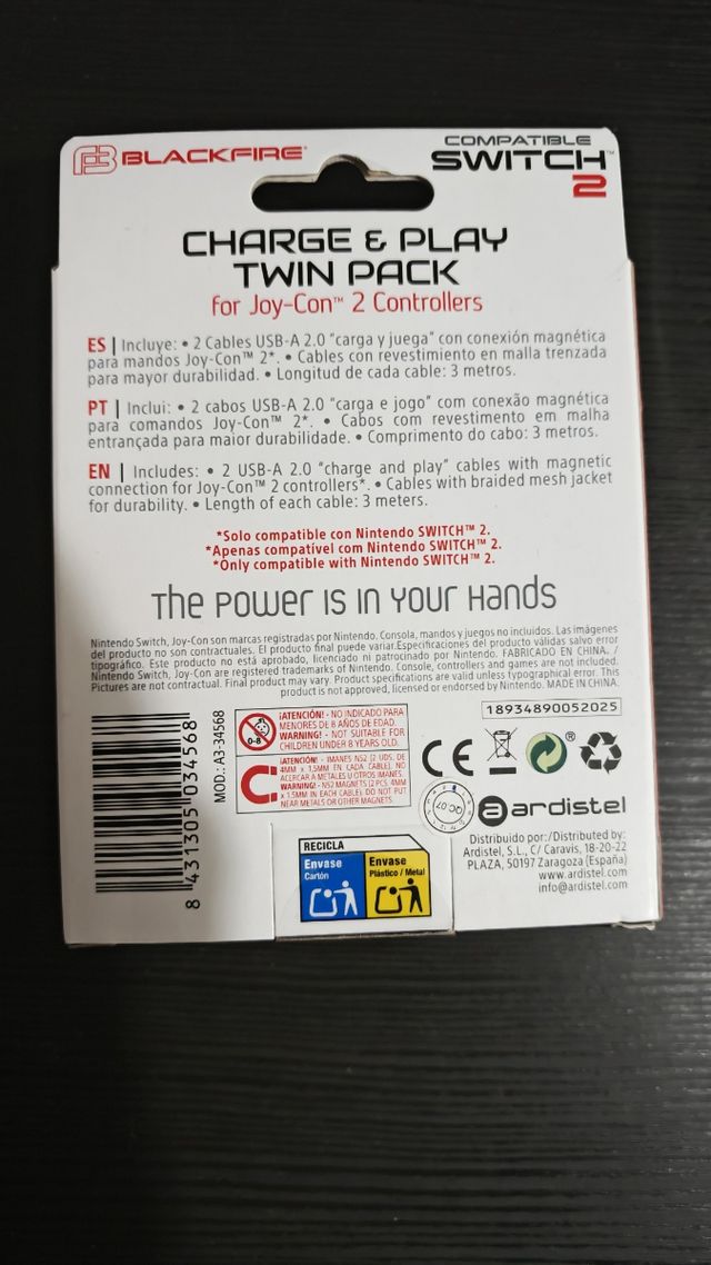 Blackfire - Pack x2 Carga Mandos Switch