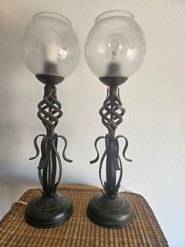 2 Lamparas metal y cristal