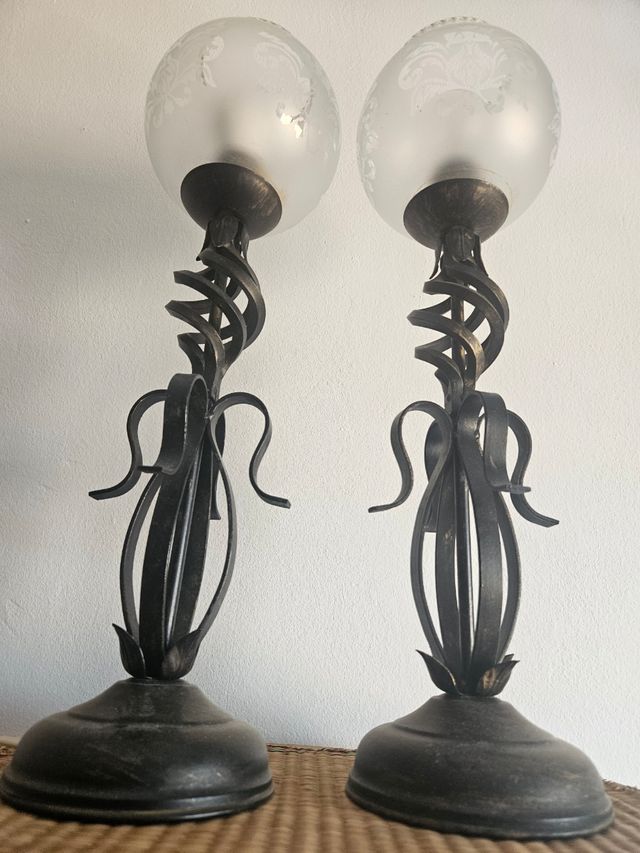 2 Lamparas metal y cristal