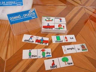 Juegos para aprender inglés. Horas, opuestos...