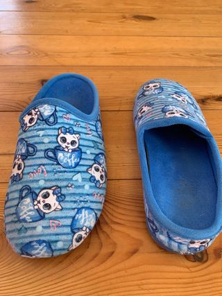 Pantuflas casa - Gatitos - Azul