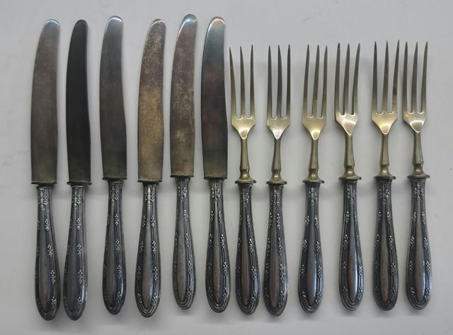 Cubiertos alpaca antiguos - 12 piezas