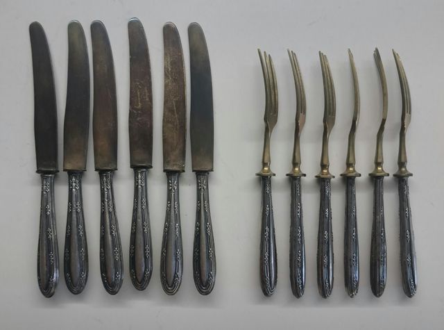 Cubiertos alpaca antiguos - 12 piezas